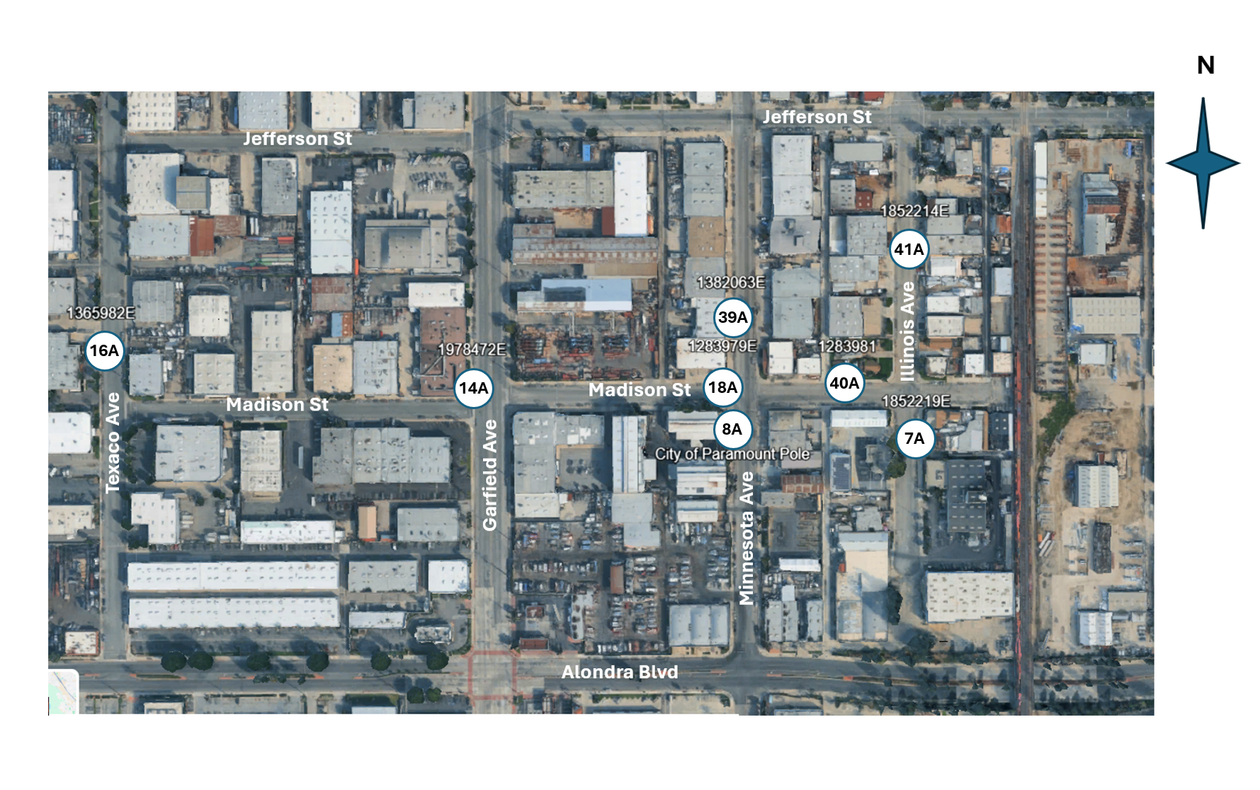 Map of AB617 air monitoring sites in Paramount