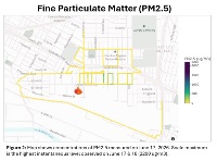 Figure 2: Map shows concentrations of PM2.5 measured on June 17, 2026. Scale maximum is the highest instantaneous level observed on June 17 & 18 (2200 ug/m3).