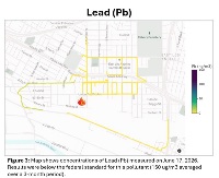 Figure 3: Map shows concentrations of Lead (Pb) measured on June 17, 2026. Results were below the federal standard for this pollutant (150 ug/m3 averaged over a 3-month period).
