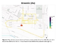 Figure 4: Map shows concentrations of Arsenic measured on June 17, 2026. Results were below the state's short-term (1-hour) health threshold for this pollutant (200 ng/m3).
