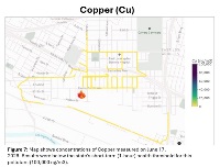 Figure 7: Map shows concentrations of Copper measured on June 17, 2026. Results were below the state's short-term (1-hour) health threshold for this pollutant (100,000 ng/m3).