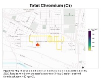 Figure 15: Map shows concentrations of Total Chromium measured on June 18, 2026. Results were below the state's short-term (1-hour) health threshold for this pollutant (480 ng/m3).