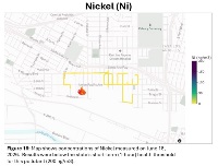 Figure 16: Map shows concentrations of Nickel measured on June 18, 2026. Results were below the state's short-term (1-hour) health threshold for this pollutant (200 ng/m3).