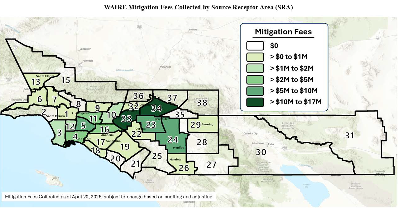 WAIRE Mitigation Program - Mitigation Fees by SRA